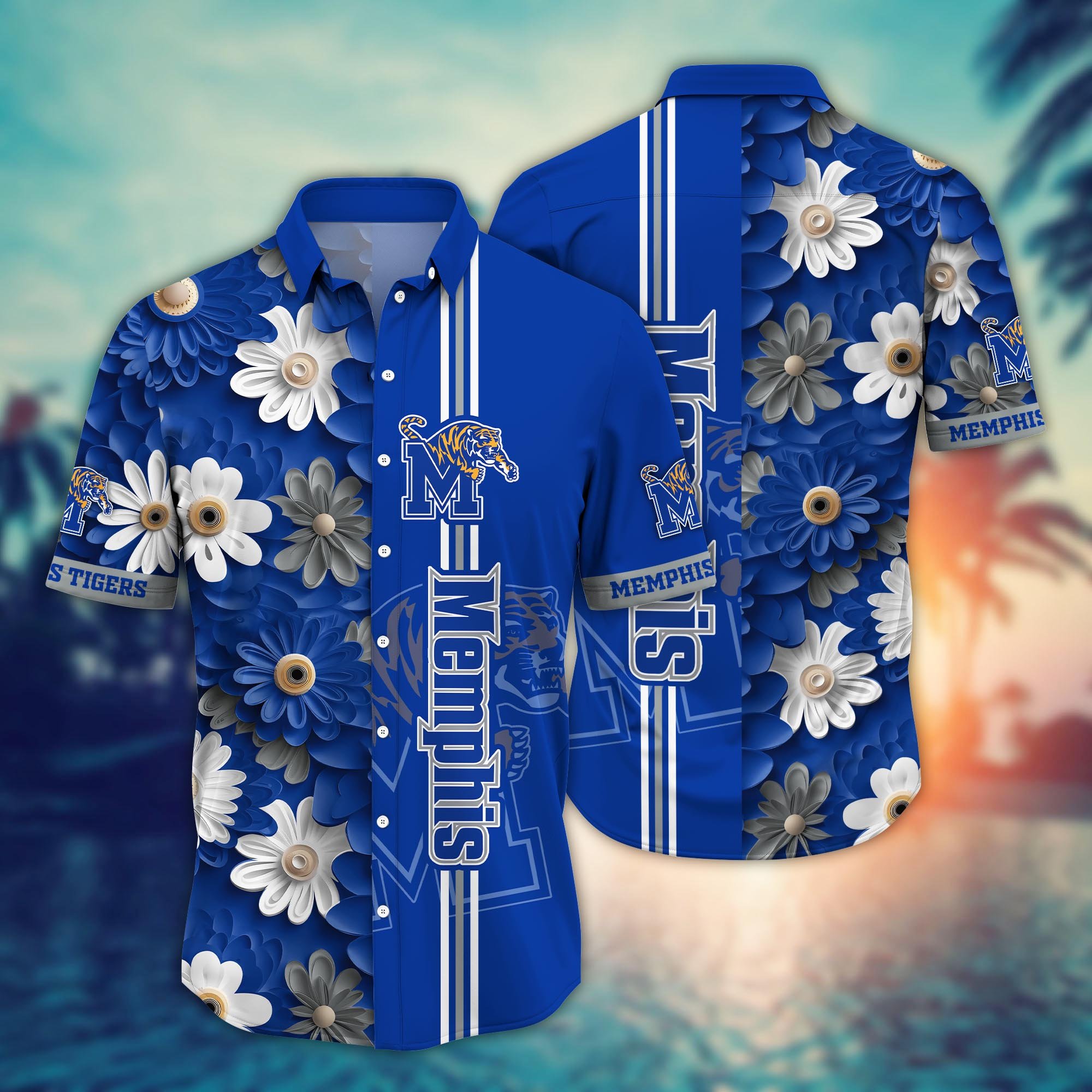 Memphis Tigers Flower Hawaii Shirt And Tshirt For Fans, Summer Football Shirts NA49574